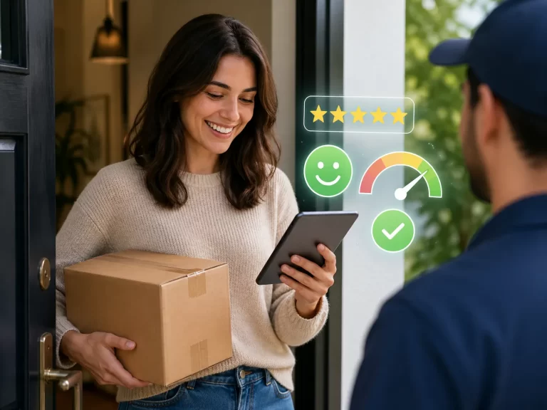 Een tevreden klant beoordeelt haar levering direct na ontvangst met positieve feedback.