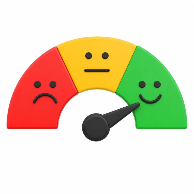 Een eenvoudige illustratie van klanttevredenheid met een positieve score.